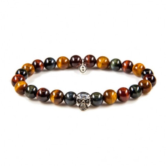 Karma Tigereye Skull 86009 Armband Heren Karma Tigereye Skull 86009 Armband Heren
