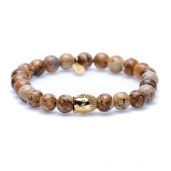 Karma Woodcraft Goldplated silver Buddha 86115G Armband Heren Karma Woodcraft Goldplated silver Buddha 86115G Armband Heren