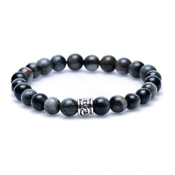 Karma Eagle Eye Silver Cilinder logo Bead 86263 Armband Heren Karma Eagle Eye Silver Cilinder logo Bead 86263 Armband Heren