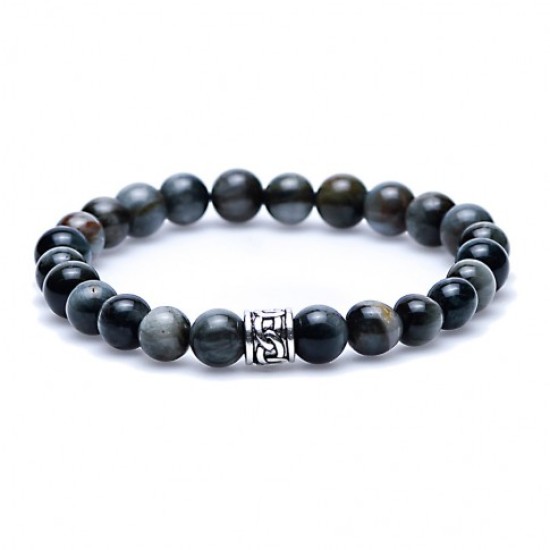 Karma Eagle Eye Silver Cilinder logo Bead 86263 Armband Heren Karma Eagle Eye Silver Cilinder logo Bead 86263 Armband Heren