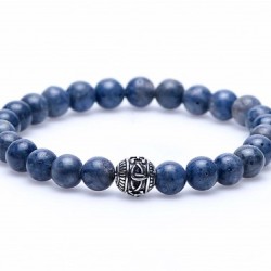 Karma Blue Coral silver round logo bead 86270 Armband Heren Karma Blue Coral silver round logo bead 86270 Armband Heren