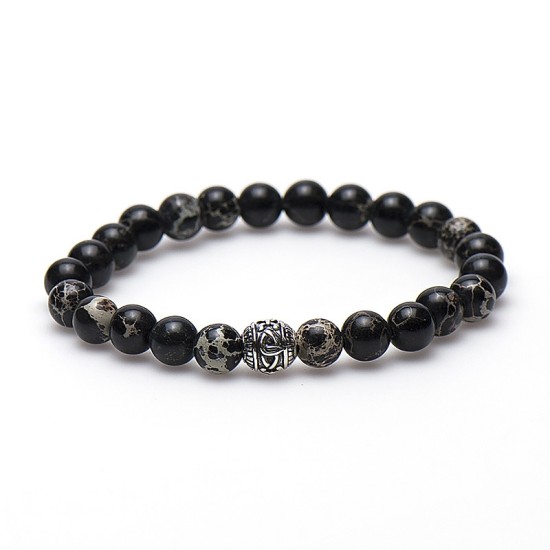 Karma Demolition silver logo bead 86536 Karma Demolition silver logo bead 86536