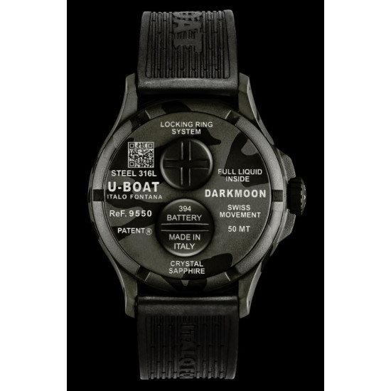 U-Boat 9550 DARKMOON 44mm BK Grey Curved Camouflage Watch